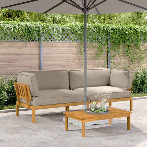 vidaXL Conjunto de Sof&aacute;s com almofada Liso 2 pcs Cinzento-acastanhado