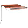 vidaXL Toldo retr&aacute;til manual com postes 3,5x2,5 m laranja e castanho
