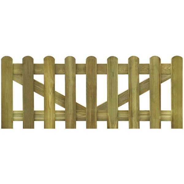 vidaXL Port&atilde;o cerca c/ estacas 2 pcs madeira impregnada 300x60 cm