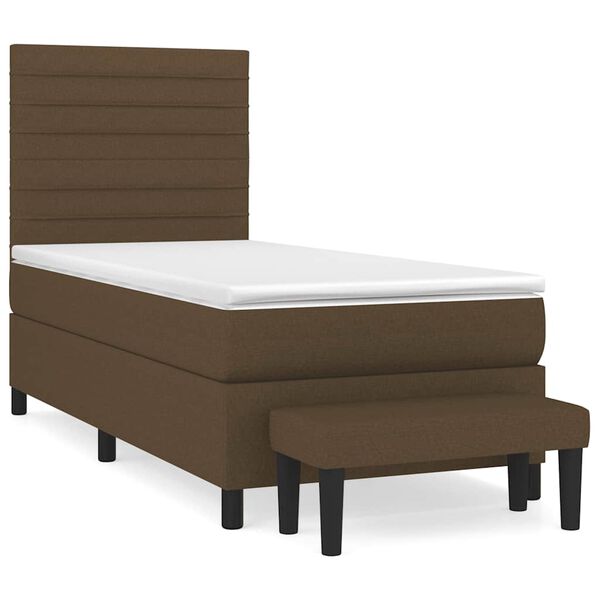 vidaXL Cama com molas/colch&atilde;o 90x200 cm tecido castanho-escuro