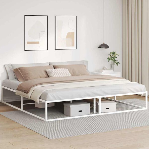vidaXL Estrutura de cama sem colchão branco 200x200 cm metal