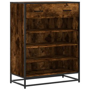 vidaXL Sapateira 75x38x97,5 cm deriv. de madeira/metal carvalho fumado