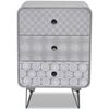 vidaXL Mesa de apoio com 3 gavetas, cinzento
