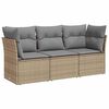vidaXL 3 pcs conjunto de sof&aacute;s p/ jardim com almofad&otilde;es vime PE bege