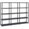 vidaXL Unidade com 5 prateleiras 213x38x170 cm pl&aacute;stico preto