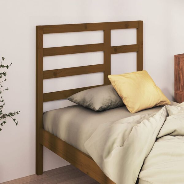 vidaXL Cabeceira de cama 106x4x104 cm pinho maci&ccedil;o castanho mel