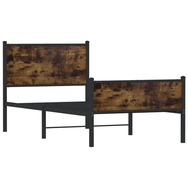 vidaXL Estrutura de cama sem colch&atilde;o 80x200 cm metal carvalho fumado