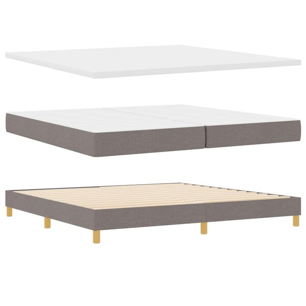 vidaXL Cama Box Cinzento-acastanhado 200 x 200 cm Poli&eacute;ster