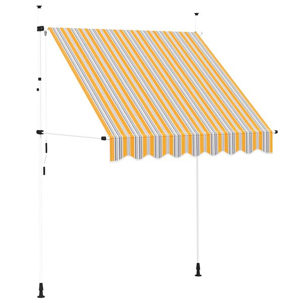 vidaXL Toldo retr&aacute;til manual 200 cm riscas amarelas e azuis