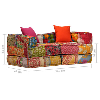 vidaXL Conjunto de sofás modulares 9 pcs retalhos de tecido