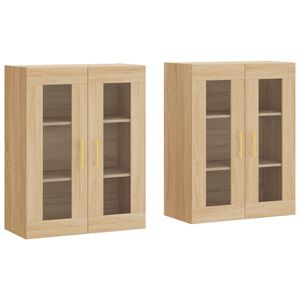 vidaXL M&oacute;veis de parede 2 pcs derivados de madeira carvalho sonoma