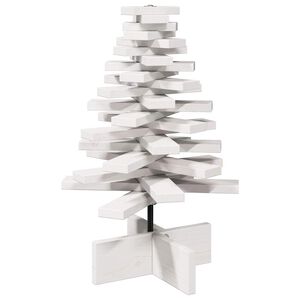 vidaXL &Aacute;rvore Natal decorativa 60 cm madeira de pinho maci&ccedil;a branco