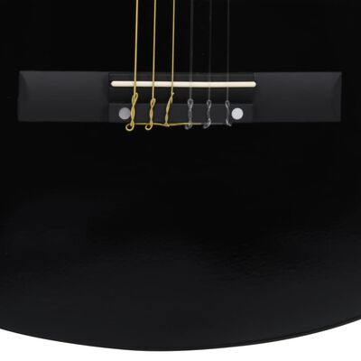 vidaXL 12 pcs conjunto de guitarra clássica com 6 cordas 38" preto