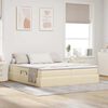 vidaXL Cama com arruma&ccedil;&atilde;o e colch&atilde;o Creme 200 x 200 cm Poli&eacute;ster