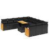 vidaXL 11 pcs conjunto sof&aacute;s de jardim c/ almofad&otilde;es vime PE preto