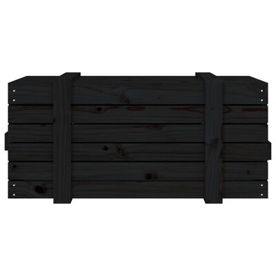 vidaXL Caixa de arrumação 91x40,5x42 cm madeira de pinho maciça preto