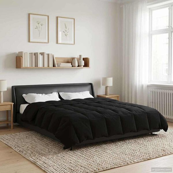 vidaXL Duvet de Ano Inteiro Colchonete Preto 240 x 260 cm Microfibra