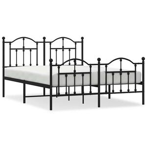 vidaXL Estrutura de cama com cabeceira e p&eacute;s 135x190 cm metal preto