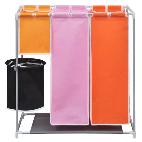 vidaXL Cesto separador de roupa de 3 secções com caixote 2 pcs