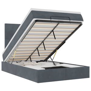 vidaXL Estrutura de cama otomana com colch&otilde;es cinza escuro Veludo