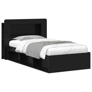 vidaXL Estrutura de Cama com Armazenamento Preto 75 x 190 cm