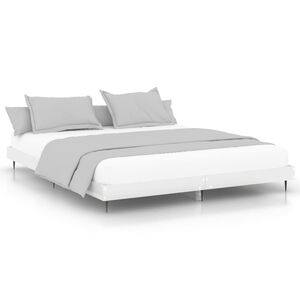 vidaXL Estrutura de cama 150x200 cm derivados madeira branco brilhante