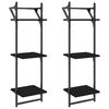 vidaXL Estante 3 prateleiras parede c/ barras 2 pcs 30x25x100 cm preto