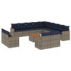 vidaXL Conjunto de sof&aacute; de jardim com 14 pe&ccedil;as e almofadas em rattan sint&eacute;tico cinza