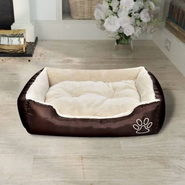 vidaXL Cama para cães quente com almofadão acolchoado L