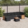 vidaXL 8 pcs conjunto sof&aacute;s de jardim com almofad&otilde;es vime PE preto