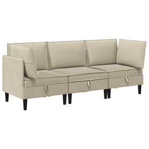 vidaXL Conjunto de M&oacute;veis para Sala de Estar 3 unid. Areia Tecido