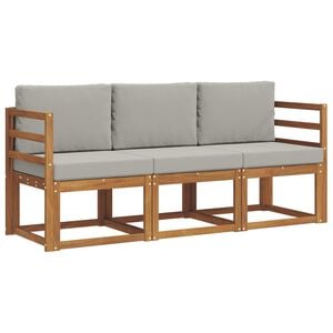 vidaXL Conjunto de Sof&aacute;s para Exterior 3 pcs Cinza Natural e Claro