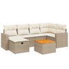 vidaXL 7 pcs conjunto de sof&aacute;s p/ jardim com almofad&otilde;es vime PE bege