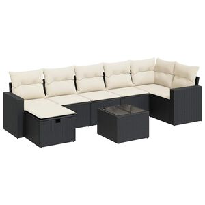 vidaXL 8 pcs conjunto sof&aacute;s de jardim com almofad&otilde;es vime PE preto