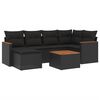 vidaXL 7 pcs conjunto de sof&aacute;s p/ jardim c/ almofad&otilde;es vime PE preto