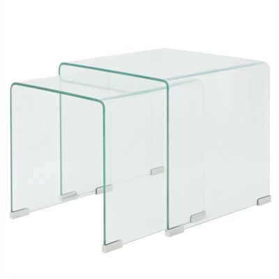 vidaXL Conjunto mesas de encastrar 2 pcs vidro temperado transparente