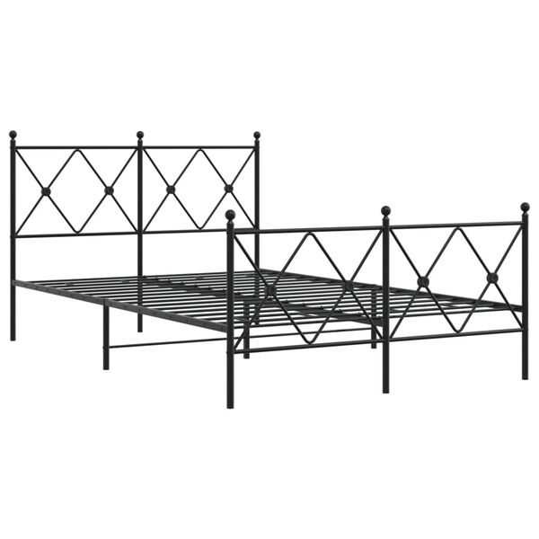 vidaXL Estrutura de cama com cabeceira e pés 120x190 cm metal preto