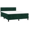 vidaXL Cama box spring c/ colch&atilde;o/LED 140x190 cm veludo verde-escuro