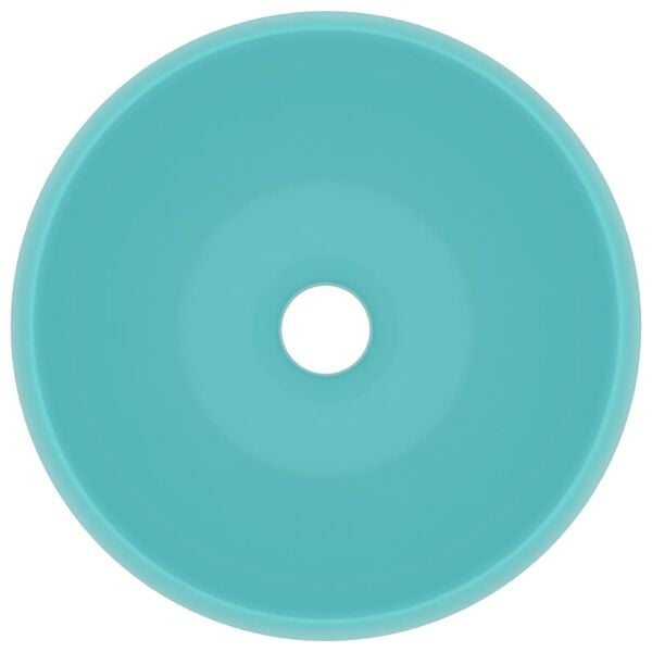 vidaXL Lavat&oacute;rio luxuoso redondo 40x15 cm cer&acirc;mica verde-claro mate