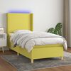 vidaXL Cama box spring c/ colch&atilde;o e LED 90x200 cm tecido verde