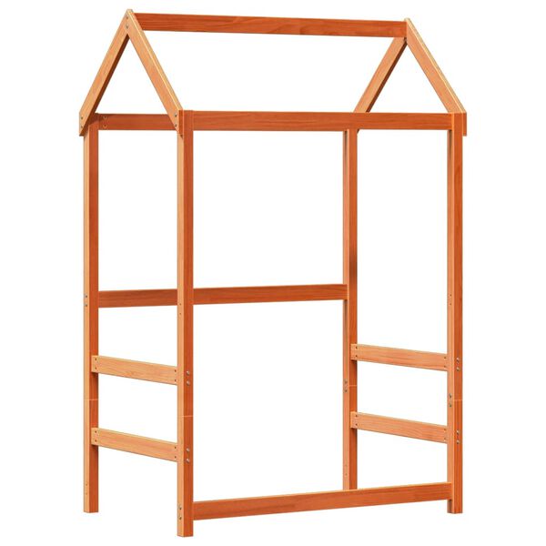 vidaXL Conj. de cama e banco c/ telhado 90x190 cm pinho castanho-mel