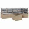 vidaXL Conjunto de Sof&aacute;s 6 unid. Bege vime PE