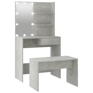 vidaXL Conjunto toucador c/ LEDs madeira processada cinza cimento