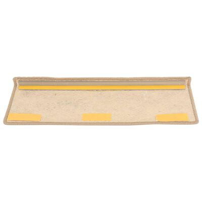vidaXL Tapetes escada adesivos aspeto sisal 15pcs 65x21x4cm cor areia