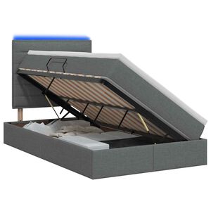 vidaXL Cama de Armazenamento LED com Colch&atilde;o Cinzento-Escuro