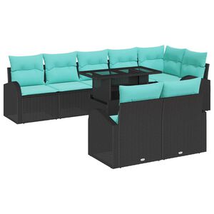 vidaXL Conjunto de Sof&aacute; de Jardim 9 pcs Preto Rattan Sint&eacute;tico