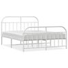 vidaXL Estrutura de cama com cabeceira e p&eacute;s 140x190 cm metal branco