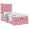 vidaXL Estrutura de cama otomana com colch&otilde;es 90x190 cm veludo rosa