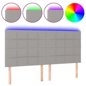 vidaXL Cabeceira de cama c/ LED tecido 160x5x118/128 cm cinza-claro