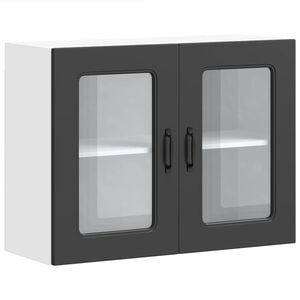 vidaXL Arm&aacute;rio de parede de cozinha porta vidro Kalmar preto